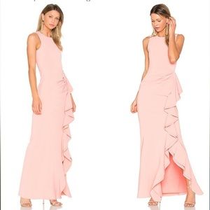 Parker Black Madeline Peach Pink Ruffle Long Gown - Sleeveless Dress - Size 2